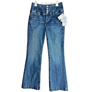 GUESS Womens 31 Corset Shape Up Flare Contouring Wiser Wash Rhinestone Jeans NWT